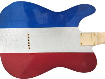 Custom Regent Buck Owens Red Blue Silver Sparkle Finish Guitar Gold Pickguard Rosewood Fretboard - Image 4