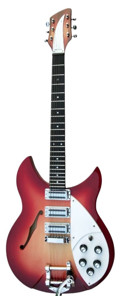 Custom Nova Cherry Fireglo 325 Fhole Neck Through Body Guitar - Image 3