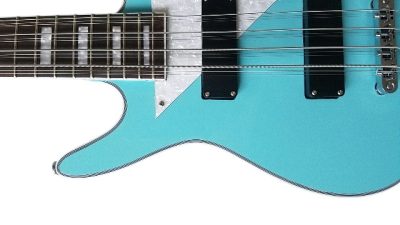 Custom Pyrite MI 5 Light Blue Finish 12 String Bass - Image 6