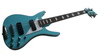 Custom Pyrite MI 5 Light Blue Finish 12 String Bass - Image 7