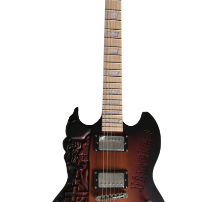 Custom Crown Carved Skull SG Cross Satin Vintage Burst Guitar - Image 3