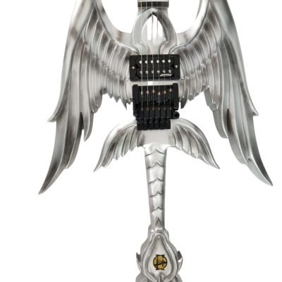 Custom Obsidian Angel Sword Alfee Silver Carved Engraved Guitar