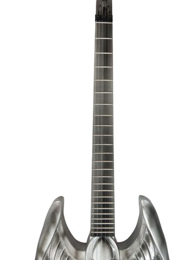 Custom Obsidian Angel Sword Alfee Silver Carved Engraved Guitar - Image 6