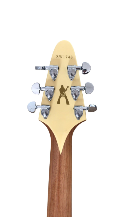 Custom Crown Bullseye Zakk Wylde Bullseye Cream Tremolo Flying V Guitar - Image 6