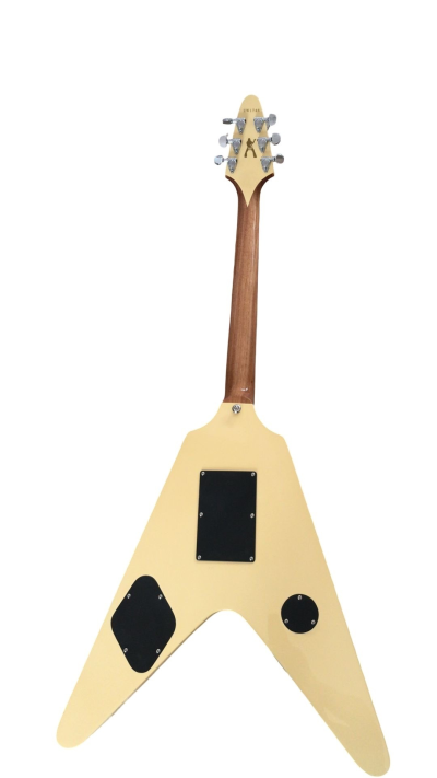 Custom Crown Bullseye Zakk Wylde Bullseye Cream Tremolo Flying V Guitar - Image 5