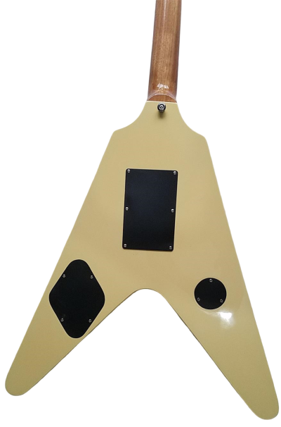 Custom Crown Bullseye Zakk Wylde Bullseye Cream Tremolo Flying V Guitar - Image 8