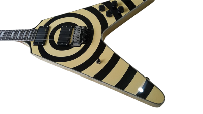 Custom Crown Bullseye Zakk Wylde Bullseye Cream Tremolo Flying V Guitar - Image 9