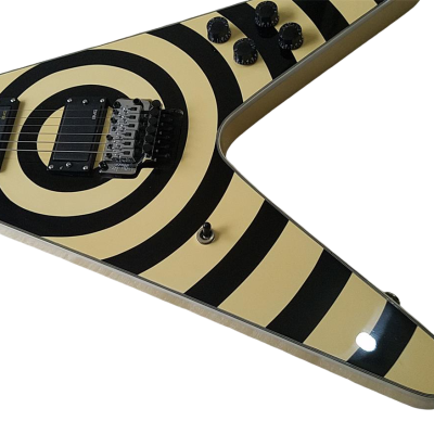 Custom Crown Bullseye Zakk Wylde Bullseye Cream Tremolo Flying V Guitar - Image 9