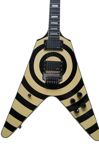 Custom Crown Bullseye Zakk Wylde Bullseye Cream Tremolo Flying V Guitar
