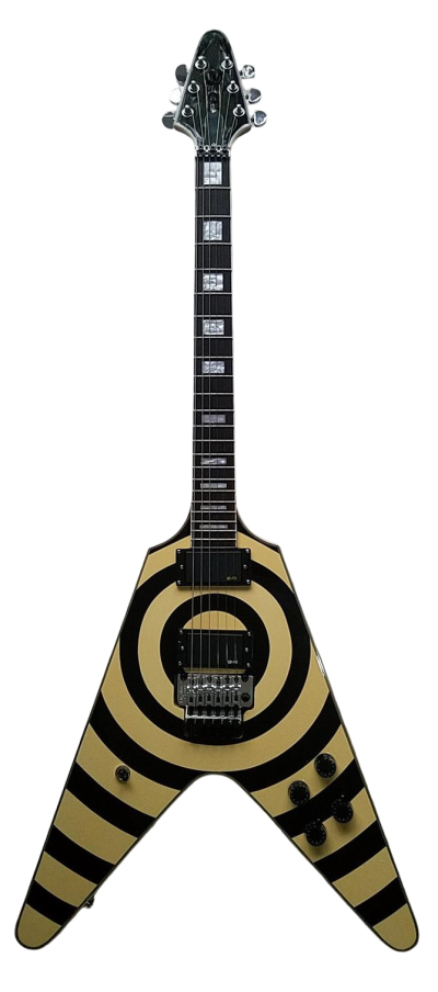 Custom Crown Bullseye Zakk Wylde Bullseye Cream Tremolo Flying V Guitar - Image 3