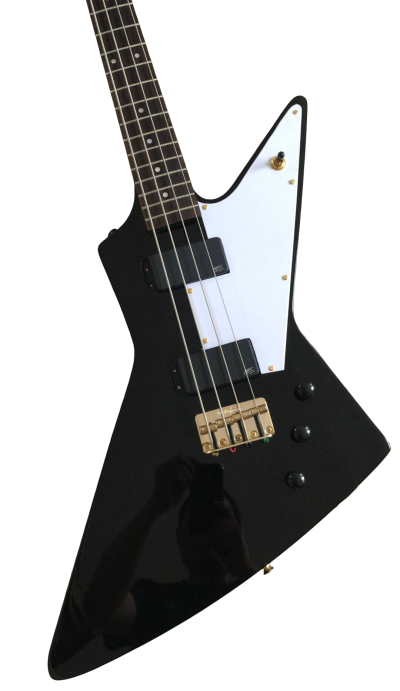 Custom Crown Korina Explorer Black 4 String Bass