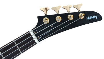 Custom Crown Korina Explorer Black 4 String Bass - Image 2