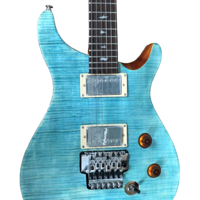 Custom Monarch Turquoise Blue Flame Maple Top Tremolo Guitar