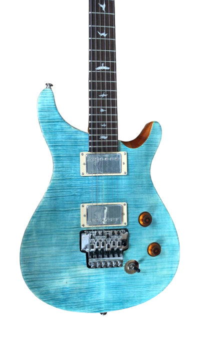 Custom Monarch Turquoise Blue Flame Maple Top Tremolo Guitar