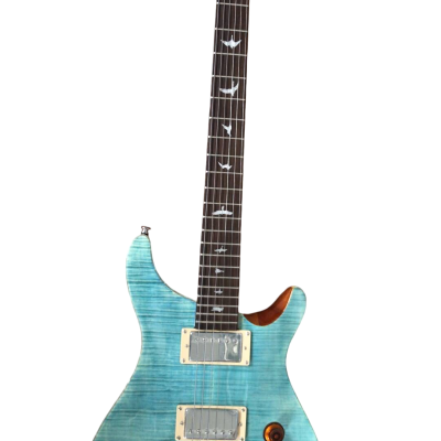 Custom Monarch Turquoise Blue Flame Maple Top Tremolo Guitar - Image 2