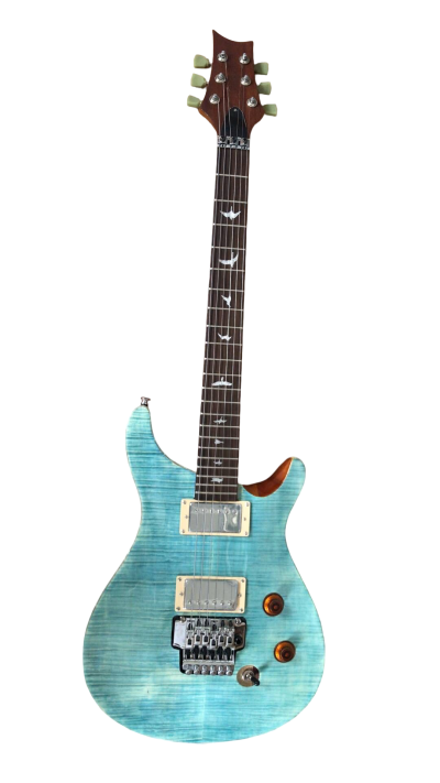 Custom Monarch Turquoise Blue Flame Maple Top Tremolo Guitar - Image 2