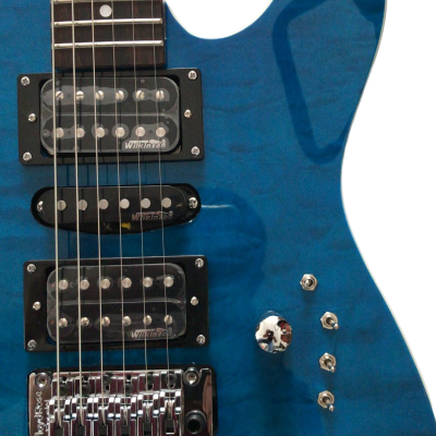 Custom Kyanite Tom Blue Quilted Maple Top Tremolo Guitar - Image 9