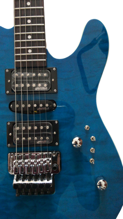 Custom Kyanite Tom Blue Quilted Maple Top Tremolo Guitar - Image 9