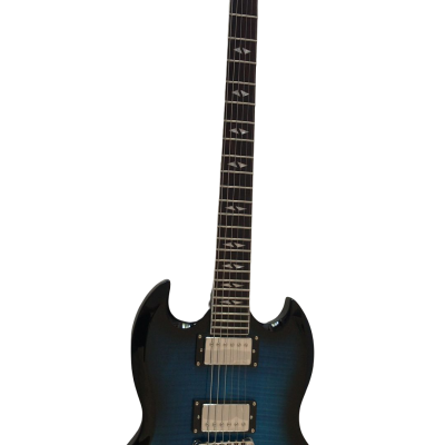 Custom Crown SG Black Blue Burst Tiger Maple Top Fixed Bridge Guitar - Image 7