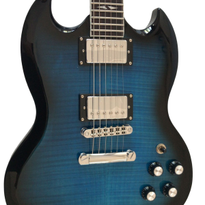 Custom Crown SG Black Blue Burst Tiger Maple Top Fixed Bridge Guitar