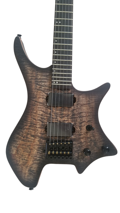Custom Diplomat Boden Brown Burst Quilted Maple Top Headless Guitar