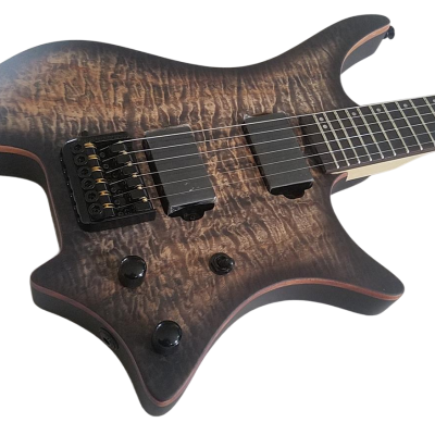Custom Diplomat Boden Brown Burst Quilted Maple Top Headless Guitar - Image 2