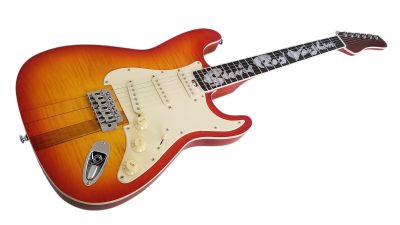 Custom Opal SRV Cherry Sunburst Finish Guitar - Image 3