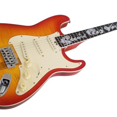 Custom Opal SRV Cherry Sunburst Finish Guitar - Image 3