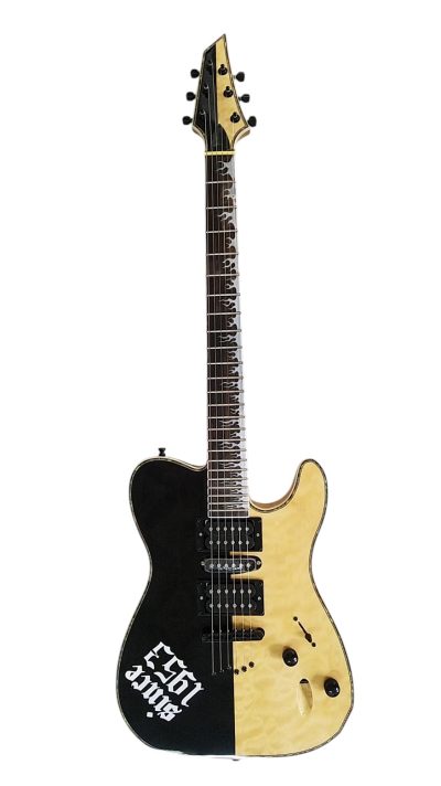 Custom Titan PT Blackjack 1953 String Thru Black Aged White Electric Guitar - Image 9