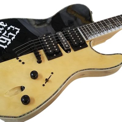 Custom Titan PT Blackjack 1953 String Thru Black Aged White Electric Guitar - Image 6