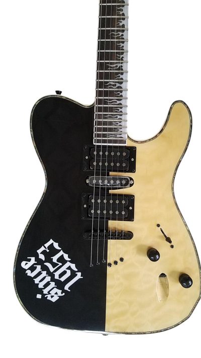 Custom Titan PT Blackjack 1953 String Thru Black Aged White Electric Guitar
