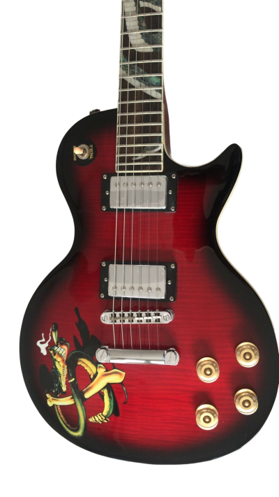 Custom Crown Black Red Burst Flame Maple Top Snakepit Slash Electric Guitar