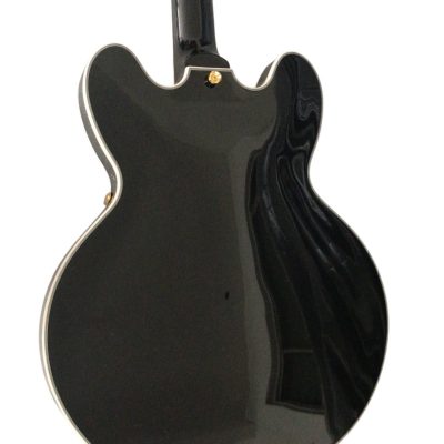 Custom Crown ES335 Bigsby Vibrato Tailpiece Black Semi Hollow Jazz Fhole Guitar - Image 6