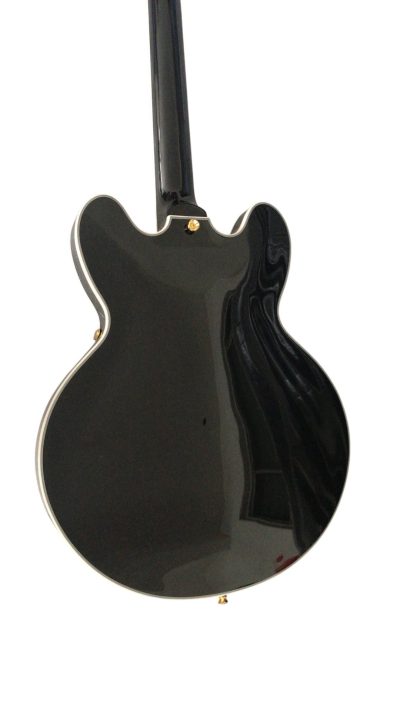 Custom Crown ES335 Bigsby Vibrato Tailpiece Black Semi Hollow Jazz Fhole Guitar - Image 6