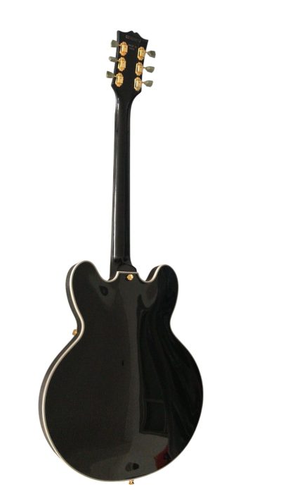 Custom Crown ES335 Bigsby Vibrato Tailpiece Black Semi Hollow Jazz Fhole Guitar - Image 5