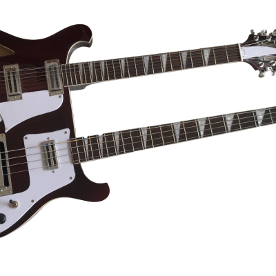Custom Nova 4003 Rutherford Genesis Double Neck Burgundy 4 String Bass 12 String Guitar - Image 5
