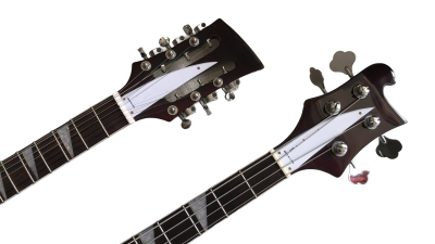 Custom Nova 4003 Rutherford Genesis Double Neck Burgundy 4 String Bass 12 String Guitar - Image 4