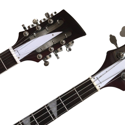 Custom Nova 4003 Rutherford Genesis Double Neck Burgundy 4 String Bass 12 String Guitar - Image 4