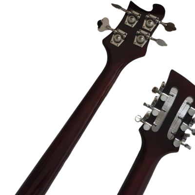 Custom Nova 4003 Rutherford Genesis Double Neck Burgundy 4 String Bass 12 String Guitar - Image 9