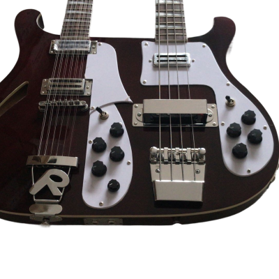 Custom Nova 4003 Rutherford Genesis Double Neck Burgundy 4 String Bass 12 String Guitar - Image 8