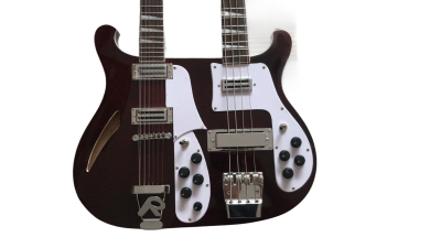 Custom Nova 4003 Rutherford Genesis Double Neck Burgundy 4 String Bass 12 String Guitar