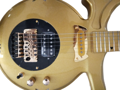Custom Ember Prince Love Metallic Gold Tremolo Guitar - Image 3