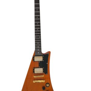 Alternative view of Custom Crown Korina Moderne Split Headstock Antique Natural Electric Guitar