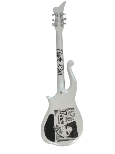 Custom Ember Prince Personalized Print Back Cloud Pearl White Guitar - Image 5