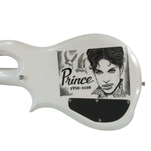 Alternative view of Custom Ember Prince Personalized Print Back Cloud Pearl White Guitar