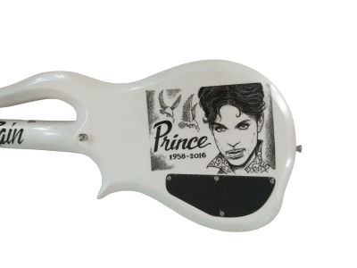 Custom Ember Prince Personalized Print Back Cloud Pearl White Guitar - Image 2
