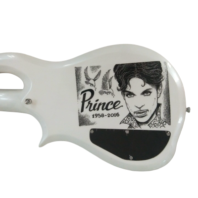 Custom Ember Prince Personalized Print Back Cloud Pearl White Guitar - Image 2