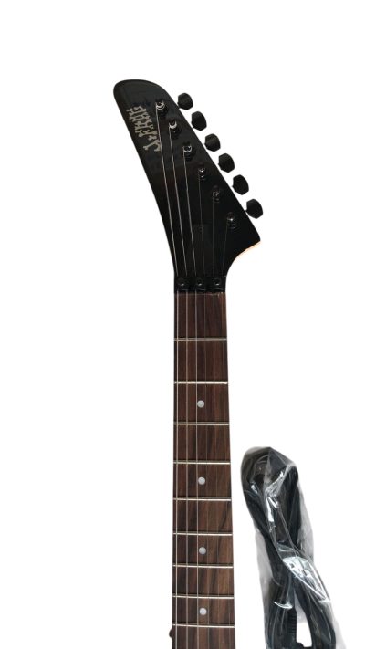Custom Obsidian George Lynch White Skull And Bones Black Hardware Carved Skeleton Guitar - Image 7