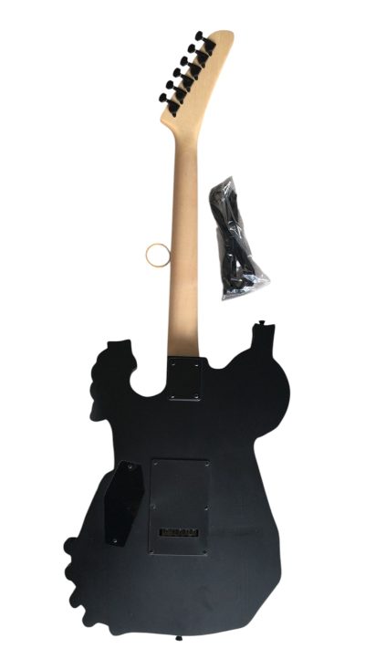 Custom Obsidian George Lynch White Skull And Bones Black Hardware Carved Skeleton Guitar - Image 6