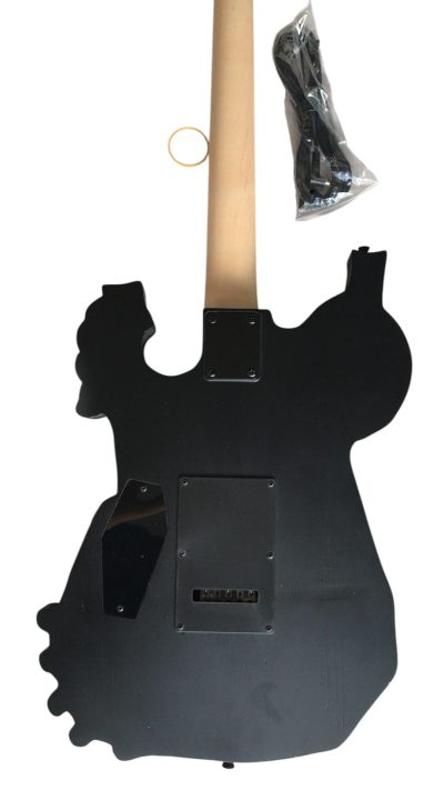 Custom Obsidian George Lynch White Skull And Bones Black Hardware Carved Skeleton Guitar - Image 5